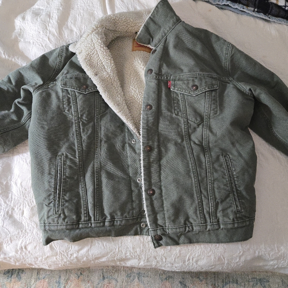 Levi's Green Sherpa Lined Denim Jacket